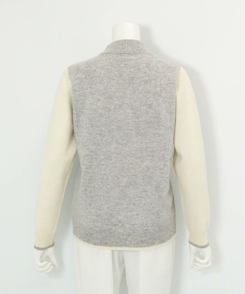 カシミヤ100％配色ニット後（ライトグレー）