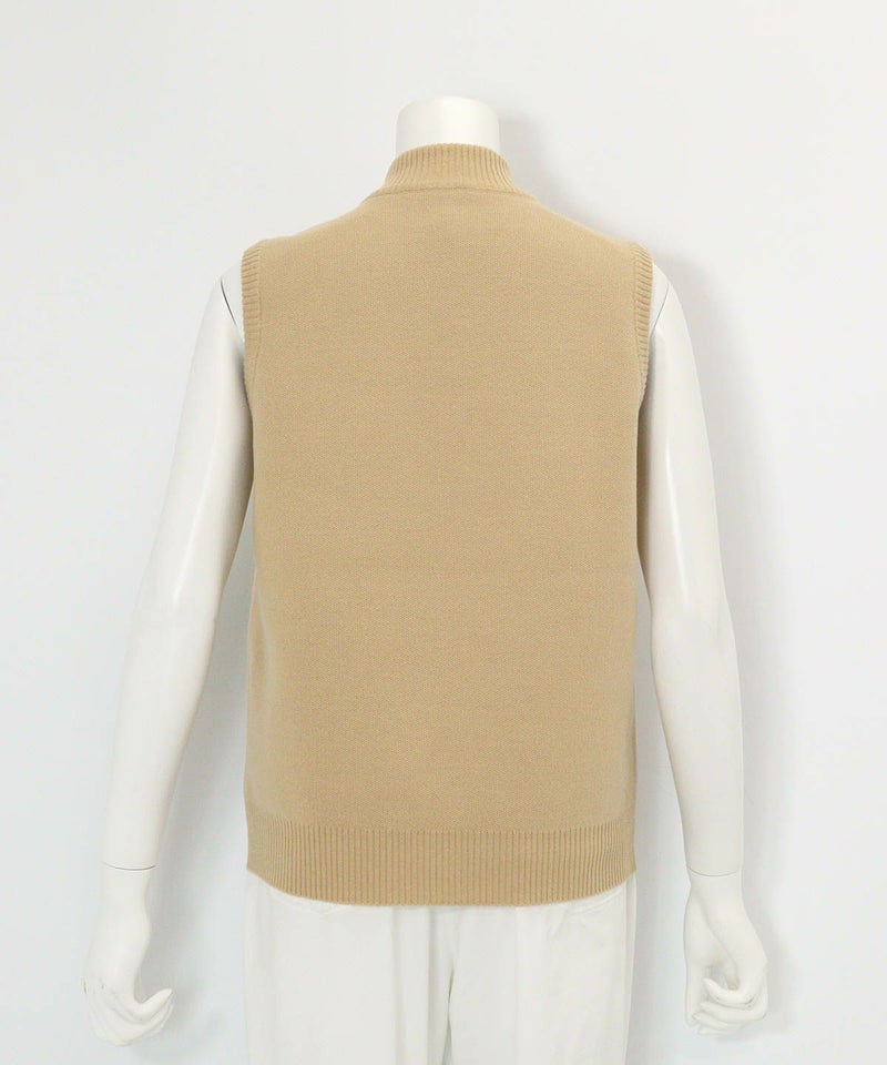 プードル柄発熱ニットベスト(ベージュ)後ろ