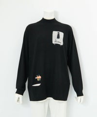 ウール混リブ切替ニット（ブラック）