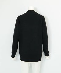 ウール混リブ切替ニット後（ブラック）