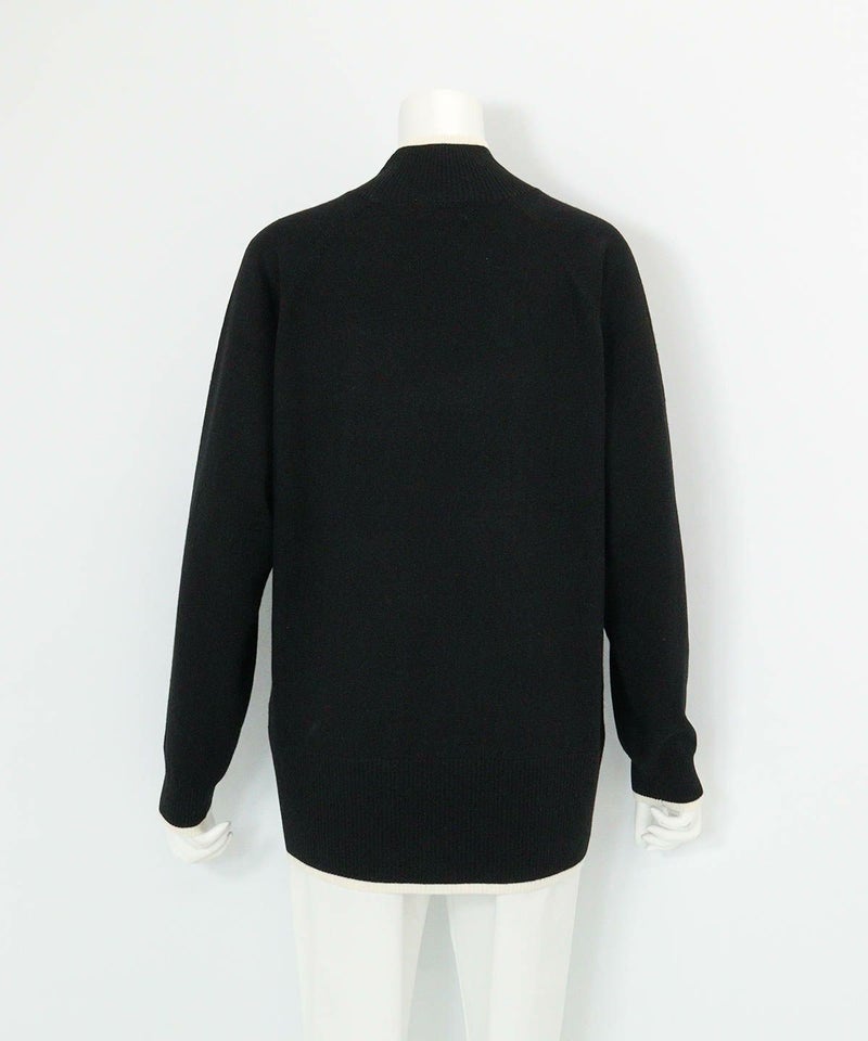 ウール混リブ切替ニット後（ブラック）