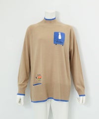 ウール混リブ切替ニット（ベージュ）