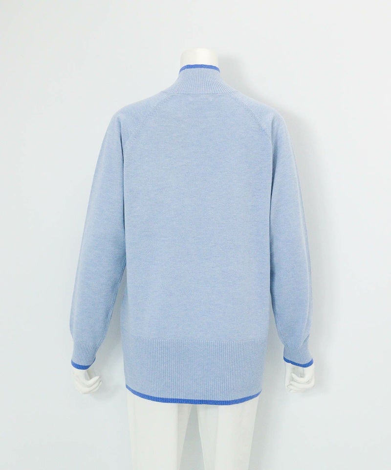 ウール混リブ切替ニット後（ライトブルー）