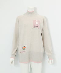 ウール混リブ切替ニット（ライトグレー）