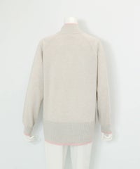 ウール混リブ切替ニット後（ライトグレー）