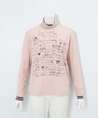 手描き風イラスト発熱素材プルオーバー(ピンク)前