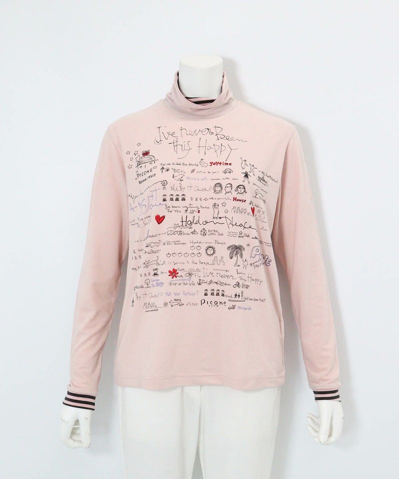 手描き風イラスト発熱素材プルオーバー(ピンク)前