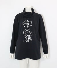 裏フリースジャージープルオーバー(ブラック)前