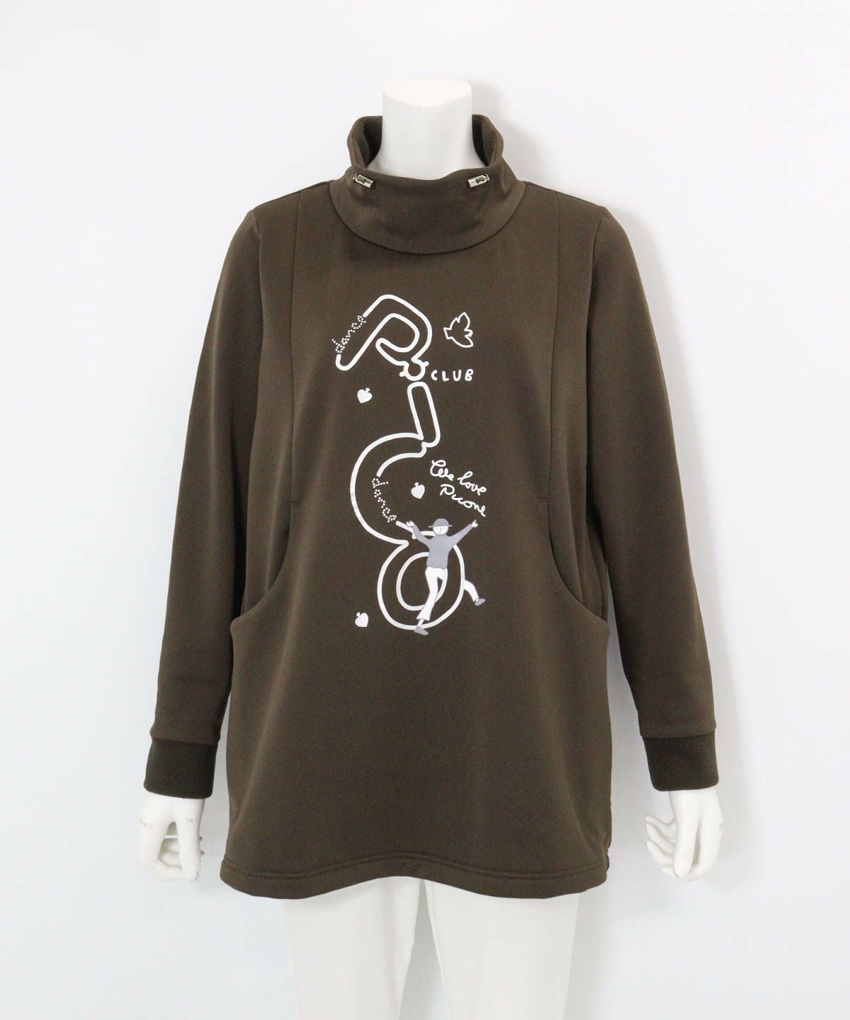 裏フリースジャージープルオーバー(カーキ)前