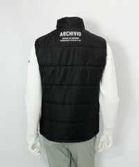 【メンズ】ジップアップ撥水中綿ベスト(ブラック)後ろ