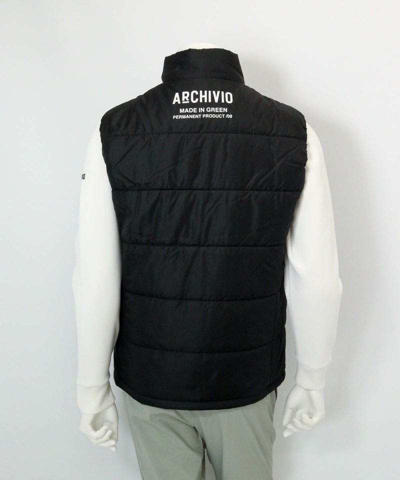 【メンズ】ジップアップ撥水中綿ベスト(ブラック)後ろ
