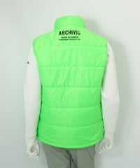 【メンズ】ジップアップ撥水中綿ベスト(ライトグリーン)後ろ