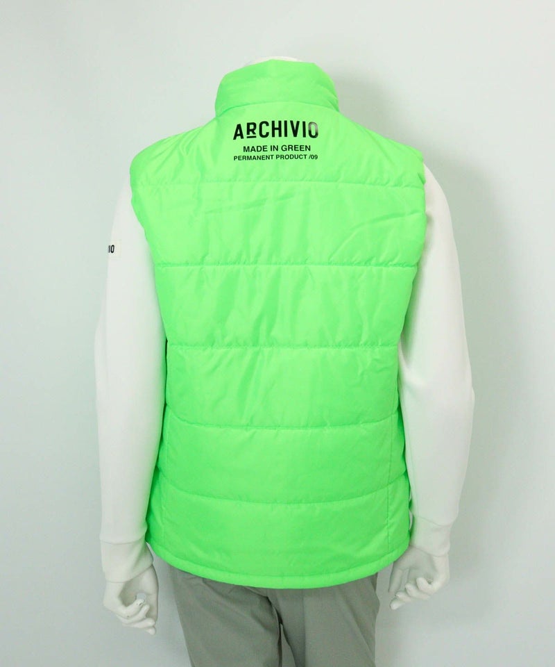 【メンズ】ジップアップ撥水中綿ベスト(ライトグリーン)後ろ