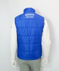 【メンズ】ジップアップ撥水中綿ベスト(ブルー)後ろ