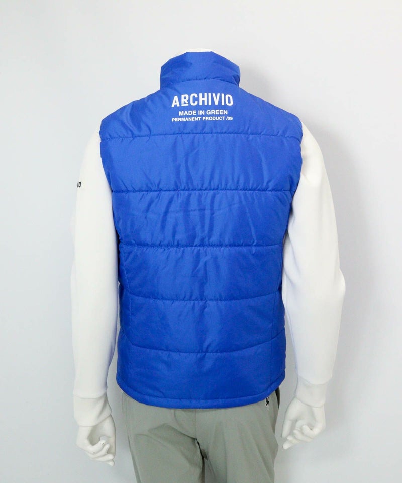 【メンズ】ジップアップ撥水中綿ベスト(ブルー)後ろ