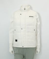 【メンズ】ジップアップ撥水中綿ベスト(ホワイト)前