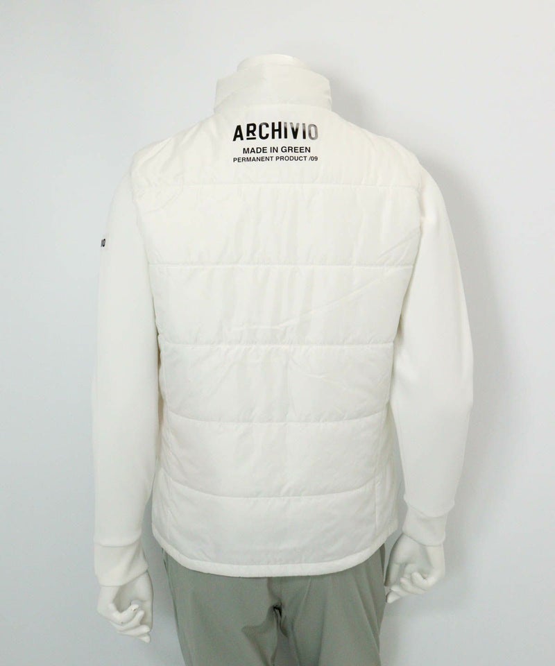 【メンズ】ジップアップ撥水中綿ベスト(ホワイト)後ろ
