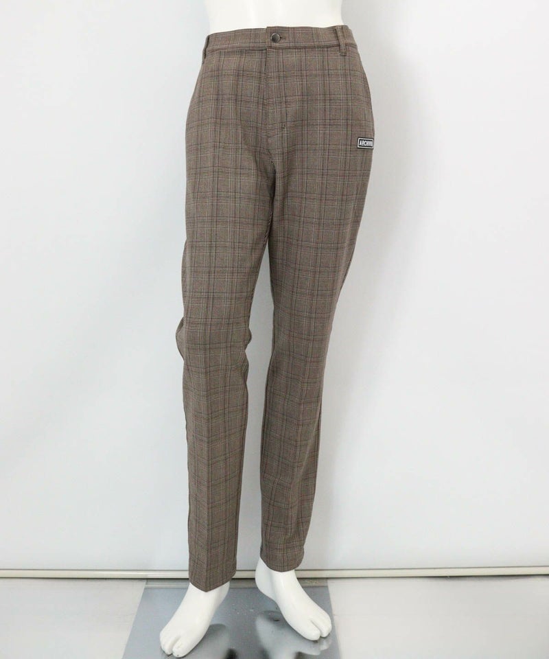【メンズ】グレンチェック柄パンツ(ブラウン)前