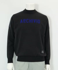 【メンズ】ウール混肩切替ロゴニット(ブラック)