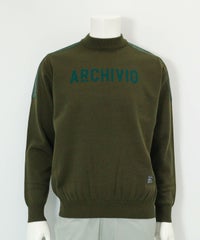 【メンズ】ウール混肩切替ロゴニット(カーキ)