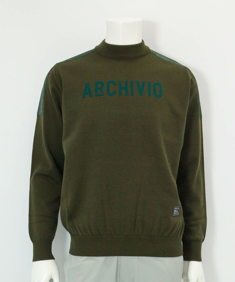 【メンズ】ウール混肩切替ロゴニット(カーキ)