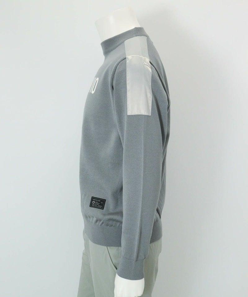 【メンズ】ウール混肩切替ロゴニット(グレー)横