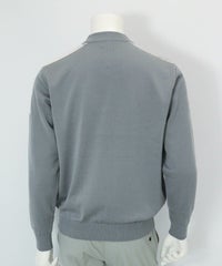 【メンズ】ウール混肩切替ロゴニット(グレー)後ろ