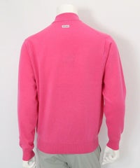 【メンズ】カシミヤ100％ロゴポケットニット(ピンク)後ろ