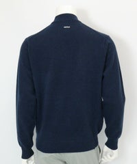 【メンズ】カシミヤ100％ロゴポケットニット(ネイビー)後ろ