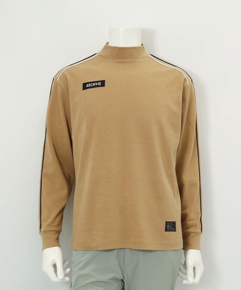 【メンズ】パイピングライン起毛プルオーバー(ベージュ)前