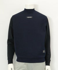 【メンズ】ニット切替プルオーバー(ネイビー)