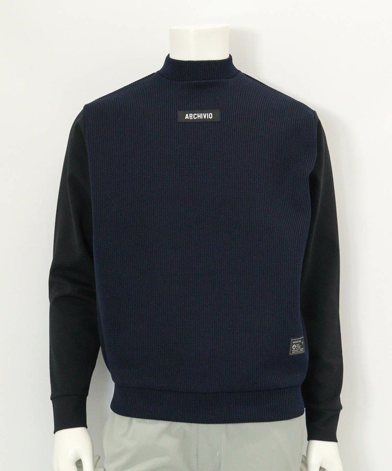 【メンズ】ニット切替プルオーバー(ネイビー)