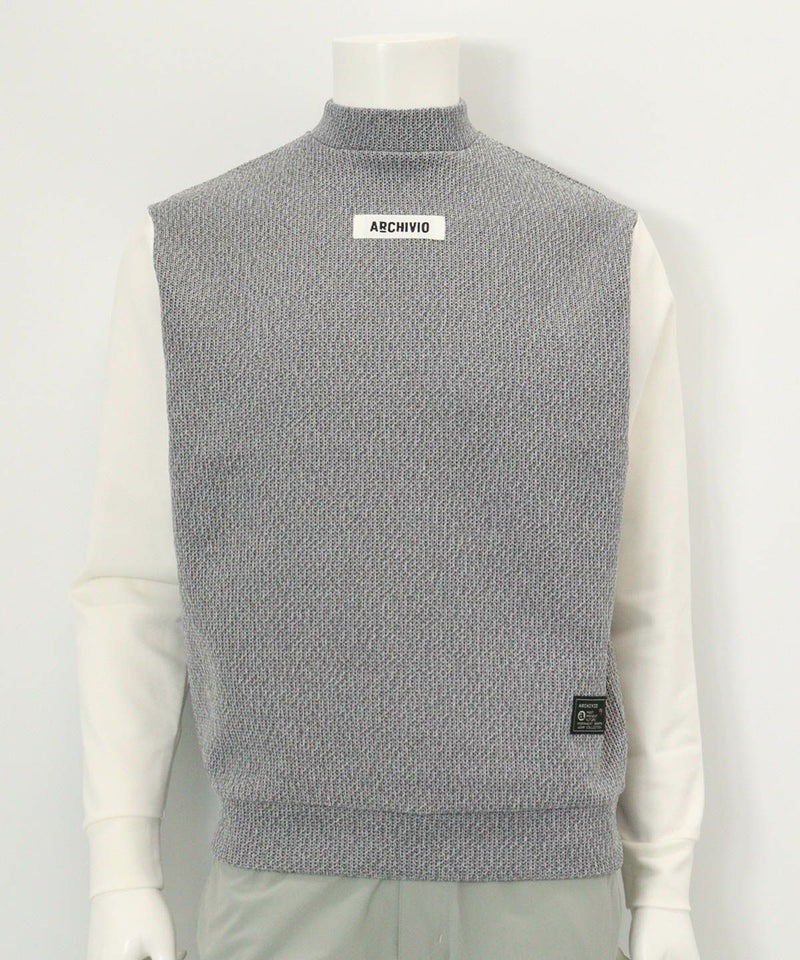 【メンズ】ニット切替プルオーバー(ライトグレー)前