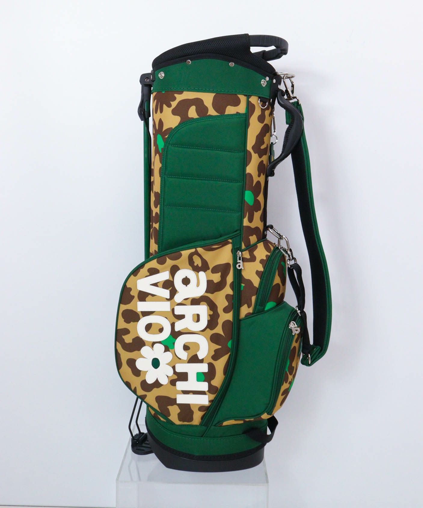 スタンド式ヒョウ柄キャディバッグ(ベージュ)