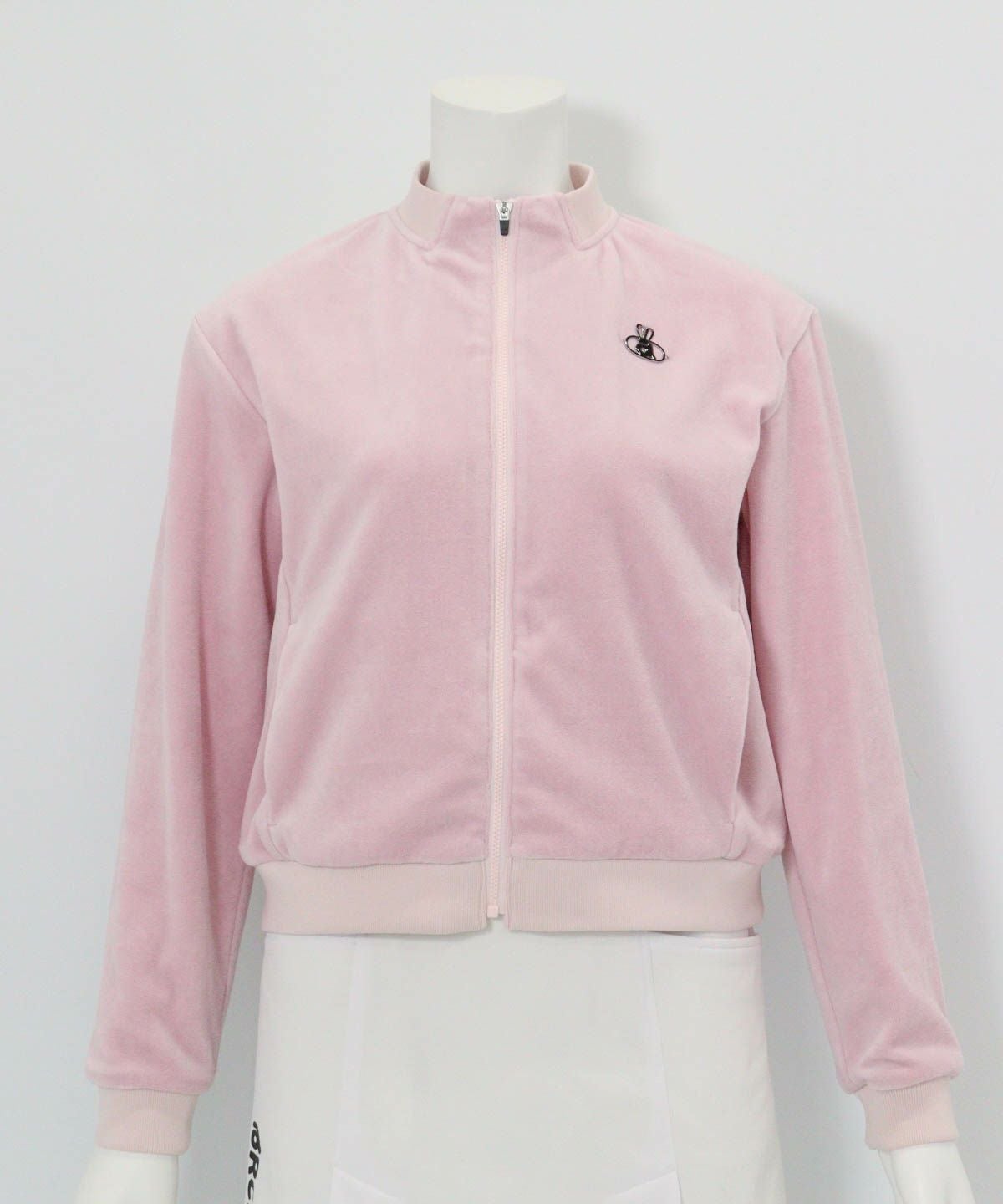 ベロア×中綿ブルゾン(ピンク)前