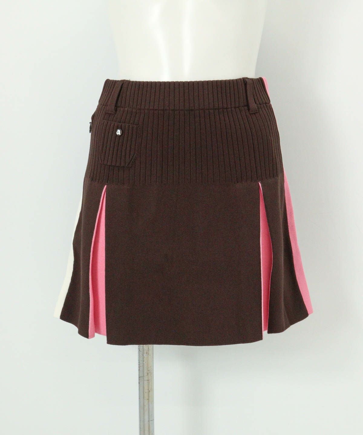 カラーライン配色ニットスカート(ブラウン)前
