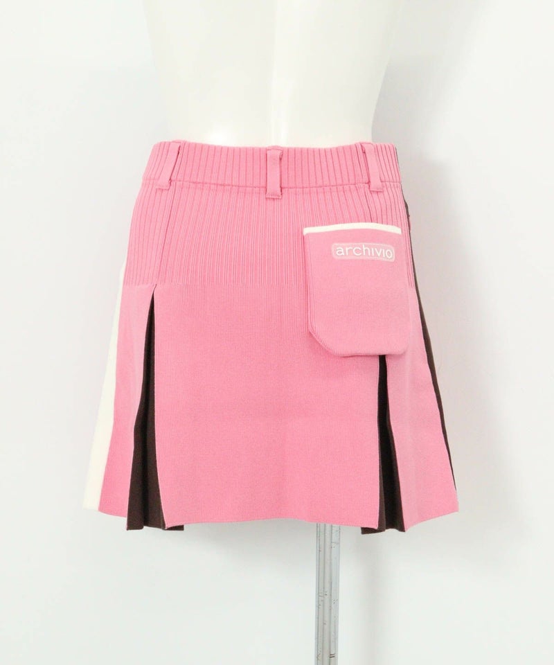 カラーライン配色ニットスカート(ピンク)後ろ