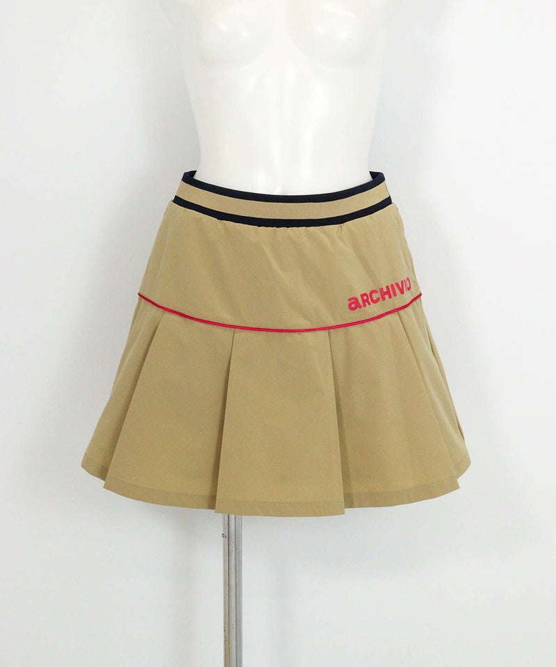 プリーツ切替撥水スカート(ベージュ)前