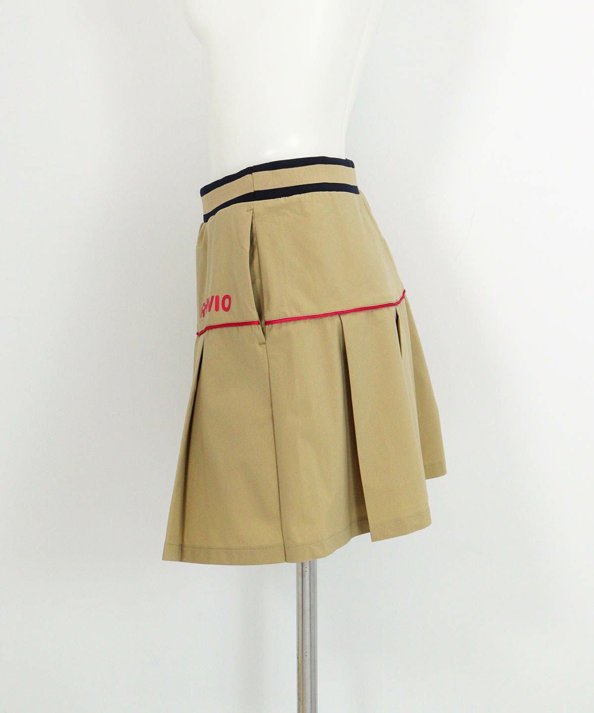 プリーツ切替撥水スカート(ベージュ)横