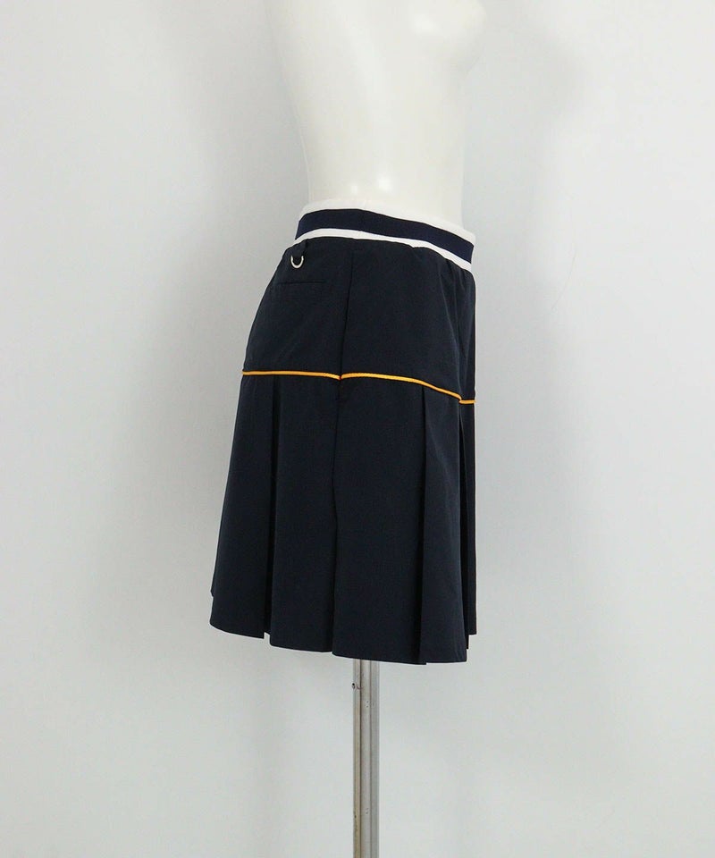 プリーツ切替撥水スカート(ネイビー)横