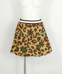プリーツ切替撥水スカート(レオパード)前
