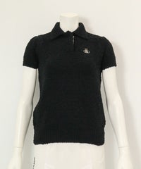 モールニット半袖プルオーバー(ブラック)