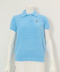 モールニット半袖プルオーバー(ライトブルー)前