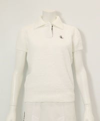 モールニット半袖プルオーバー(ホワイト)