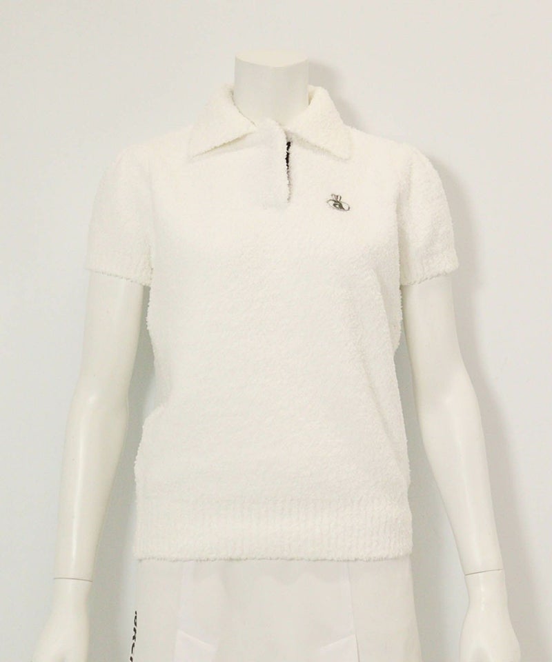 モールニット半袖プルオーバー(ホワイト)