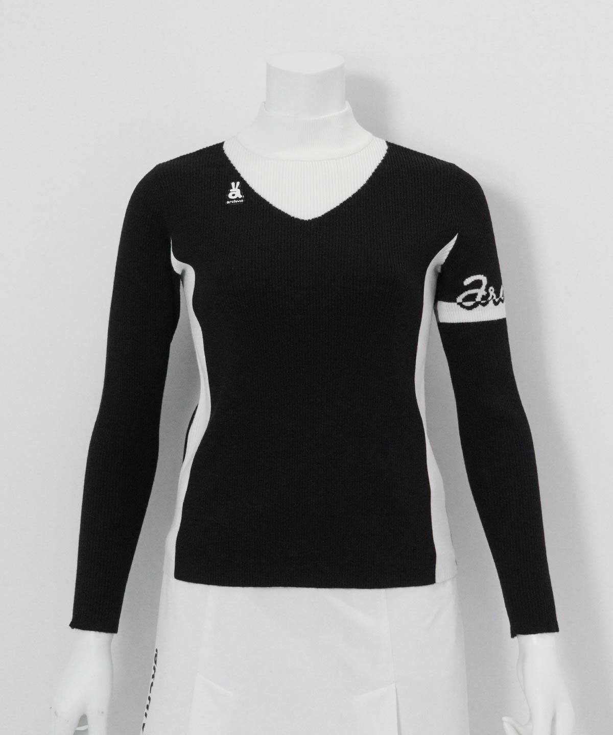 サイドライン配色リブニット （ブラック）