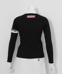 サイドライン配色リブニット 後（ブラック）