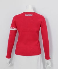 サイドライン配色リブニット 後（レッド）