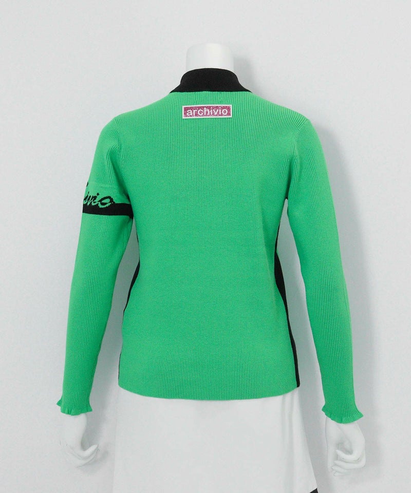 サイドライン配色リブニット 後（グリーン）