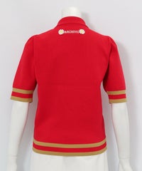マーガレットニットポロシャツ(レッド)後ろ